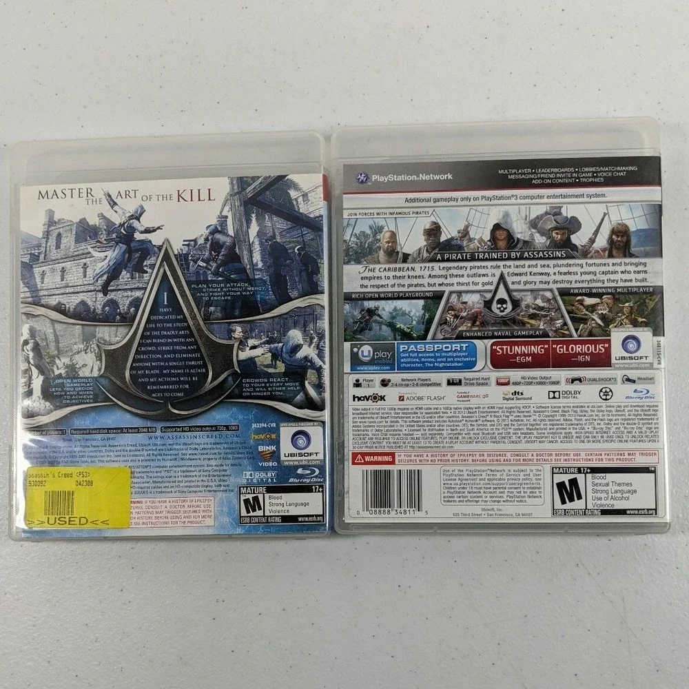 Assassins Creed IV Black Flag & Revelations PS3 Playstation 3 Game Lot Bundle